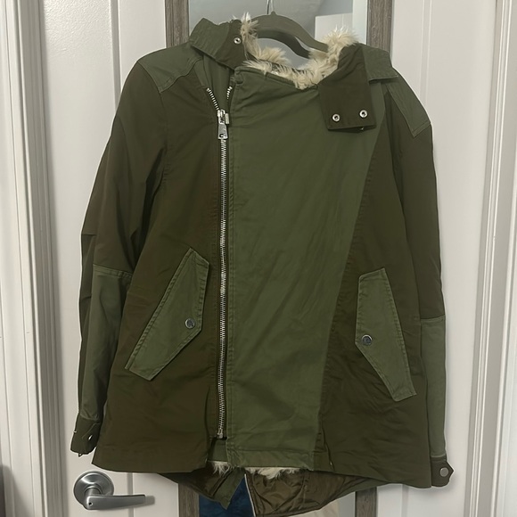 Zara two tone green parka utility coat size small! - Picture 5 of 12